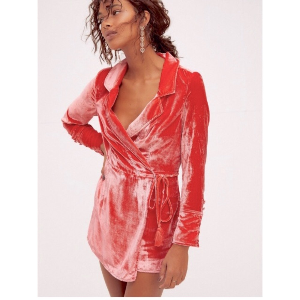 NWOT Free People Viola velvet wrap romper size XS